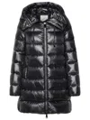 Moncler Blue Courcelles Midi Hooded Down Jacket In Black