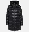 Moncler Blue Courcelles Midi Hooded Down Jacket In Black