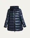Moncler Suyen Longline Puffer Down Jacket In Navy