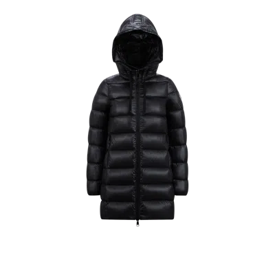 Moncler Suyen Hooded Long Down Jacket Black