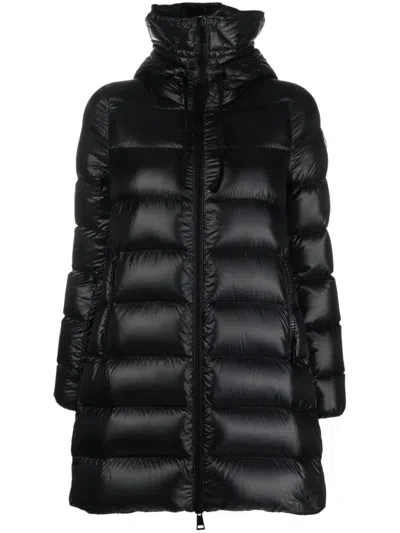 Moncler Logo-patch Padded Coat In Black