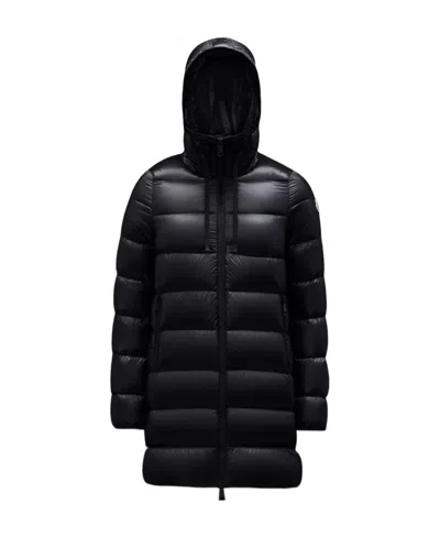 Moncler Suyen Longline Puffer Down Jacket In Black