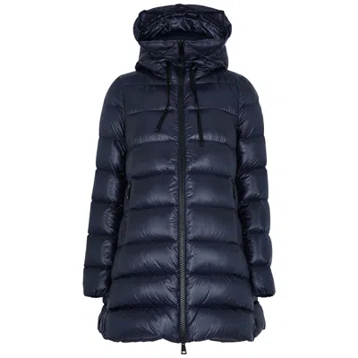Moncler Suyen Navy Quilted Shell Coat In Blue