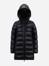 Moncler Suyen Hooded Long Down Jacket Black In Black