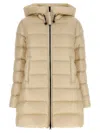 Moncler Suyenne Ivory Polyamide Coat In Neutral