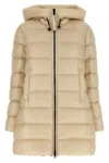 Moncler Suyenne Ivory Polyamide Coat In Sand