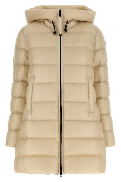 Moncler Suyenne Ivory Polyamide Coat In Yellow
