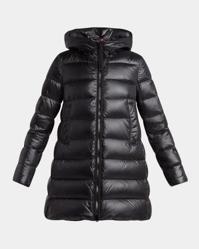 Moncler Suyenne Hooded Long Down Parka In Black