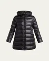 Moncler Women Black Suyenne Midi Hooded Down Jacket In Black