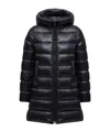 Moncler Suyenne Hooded Mid-length Down Jacket In Black