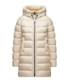 Moncler Suyenne Hooded Mid-length Down Jacket In Neutral