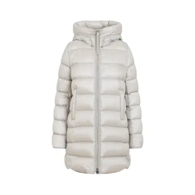 Moncler Suyenne Hooded Mid-length Down Jacket In White