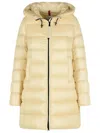 Moncler Suyenne Ivory Polyamide Coat In Neutral