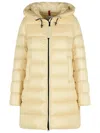 Moncler Suyenne Ivory Polyamide Coat In Yellow
