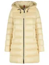 Moncler Suyenne Ivory Polyamide Coat In Yellow