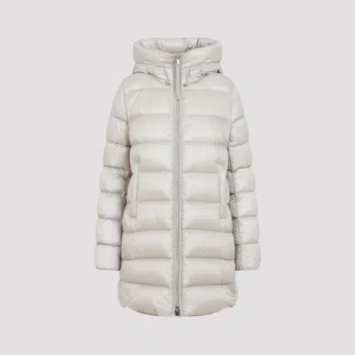 Moncler Suyenne Long Down Parka Jacket In Nude & Neutrals