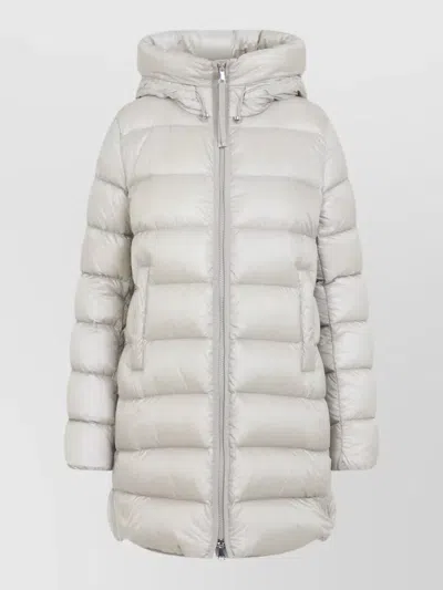 Moncler Suyenne Long Hooded Down Parka Jacket In Gray