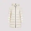 Moncler Long Quilted Parka With Hood And Pockets In Neutral