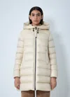 Moncler Midi Suyenne Down Jacket With Hood In Neutral
