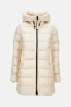 Moncler Suyenne Light Beige Polyamide Long Parka In Sand