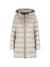 Moncler Suyenne Hooded Long Down Jacket In Animal Print