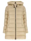 Moncler Suyenne Ivory Polyamide Coat In Gold