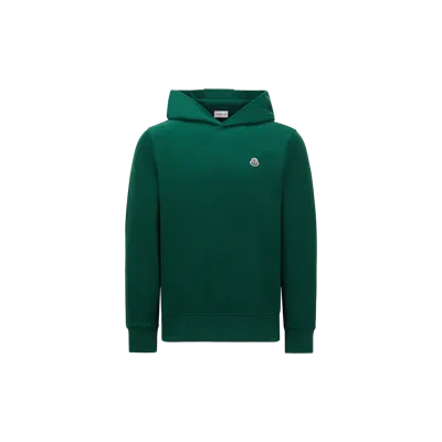 Moncler Sweat À Capuche En Coton À Empiècement Logo In Green
