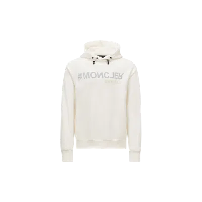 Moncler Mirrored Logo Cotton Hoodie White