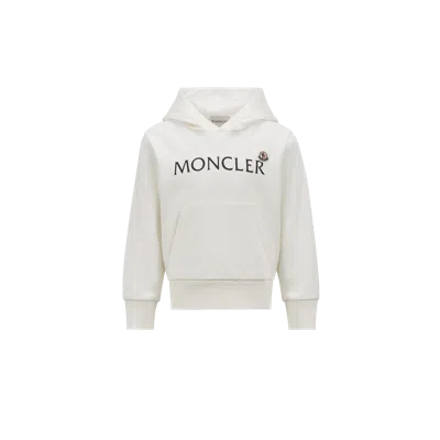 Moncler Kids' Sweat À Capuche En Coton À Logo In White