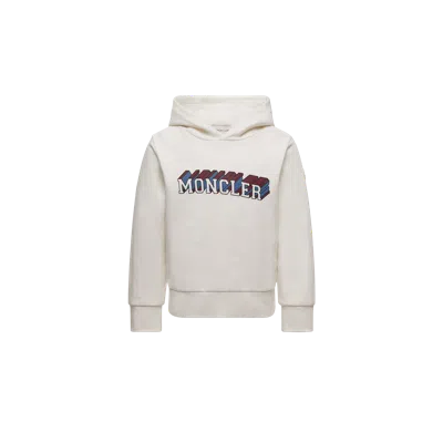 Moncler Kids' Sweat À Capuche En Coton À Motif Logo In Neutral
