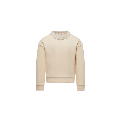 Moncler Kids' Sweat En Coton À Logo Brodé In Neutral