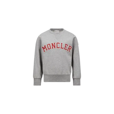 Moncler Kids' Sweat En Coton À Logo Brodé In Gray