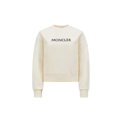Moncler Off-white Embroidered Logo Sweatshirt In Beige
