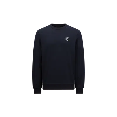 MONCLER FADED LOGO MOTIF COTTON SWEATSHIRT BLUE
