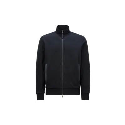 Moncler Sweat En Coton Et Cachemire À Bordure En Daim In Blue