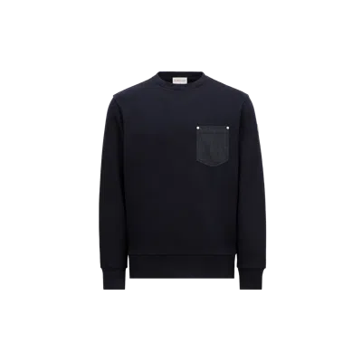 Moncler Sweat En Coton Et Denim In Blue