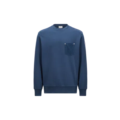 Moncler Sweat En Coton Et Denim In Bleu