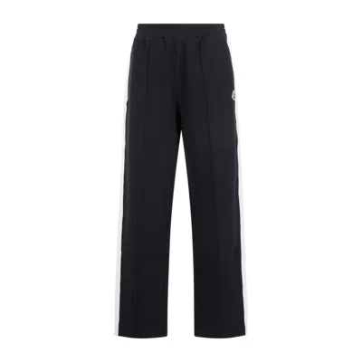 Moncler Sweat Navy Polyester Track Pants In Black