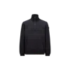 Moncler Logo-appliquéd Cotton-blend Jersey Half-zip Sweatshirt In Blue