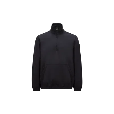MONCLER COTTON HALF-ZIP SWEATSHIRT, MEN, BLUE, SIZE: XL