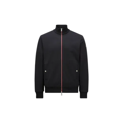Moncler Tricolor-trimmed Cotton Zip-up Sweatshirt, Men, Blue, Size: M