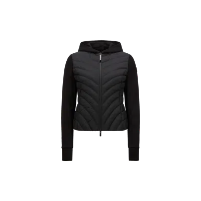 Moncler Padded Diagonal-quilted Cotton Zip-up Hoodie Black