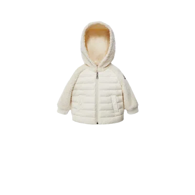 Moncler Kids' Sweat Zippé En Teddy Matelassé In White