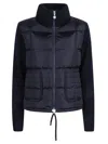 Moncler Navy Blue Padded Wool Zip-up Cardigan
