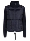 Moncler Navy Blue Padded Wool Zip-up Cardigan