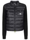 Moncler Long Sleeve Ribbed Cardigan With Padded Front In Black