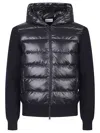 Moncler Hooded Quilted Sweater Ribbed Sleeves In Black