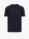 Moncler Silk And Cotton Sweater With Logo Patch In Blue