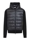 Moncler Wool-lined Hooded Zip-up Sweatshirt In Blue