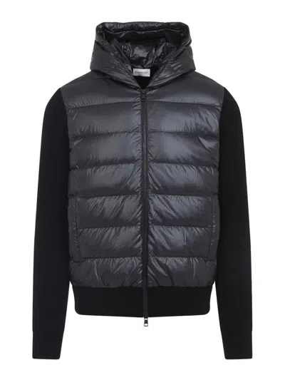 Moncler Wool-lined Hooded Zip-up Sweatshirt In Blue